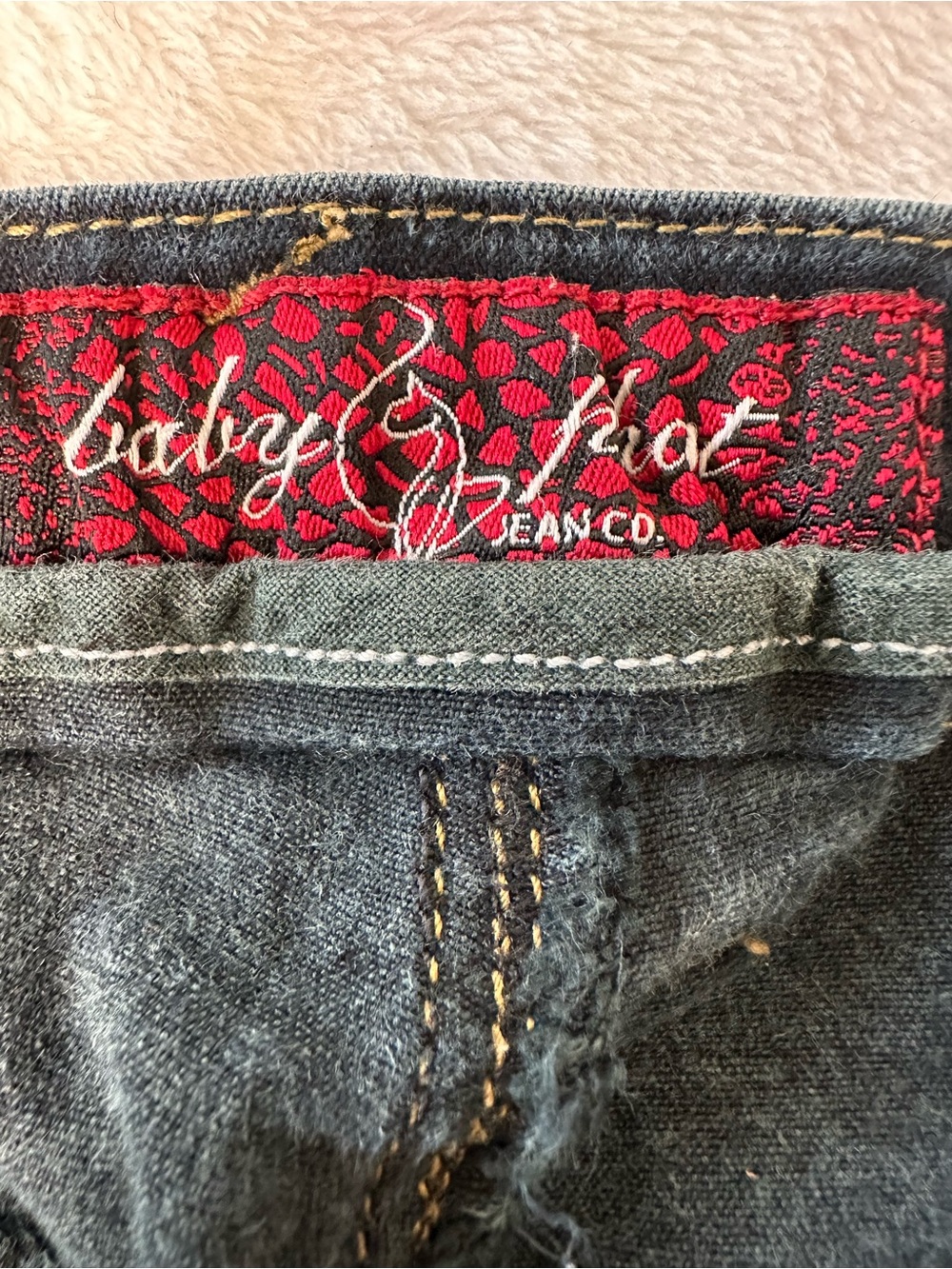 Vintage Y2K Baby Phat Low Rise Jeans in Dark Wash Denim Size 9 - Picture 9 of 11